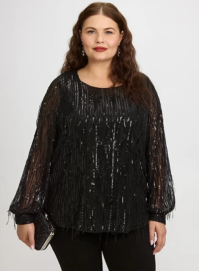 Sequin Fringe Top