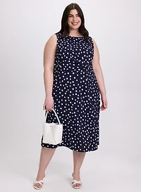 Ruched Waist Polka Dot Dress