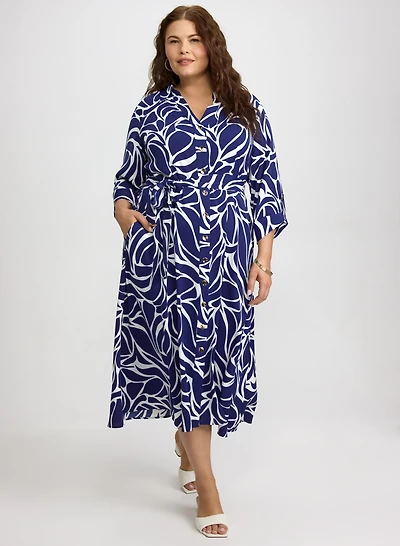 Robe midi à motif abstrait
