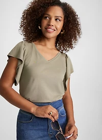 T-shirt à manches capes et encolure en V