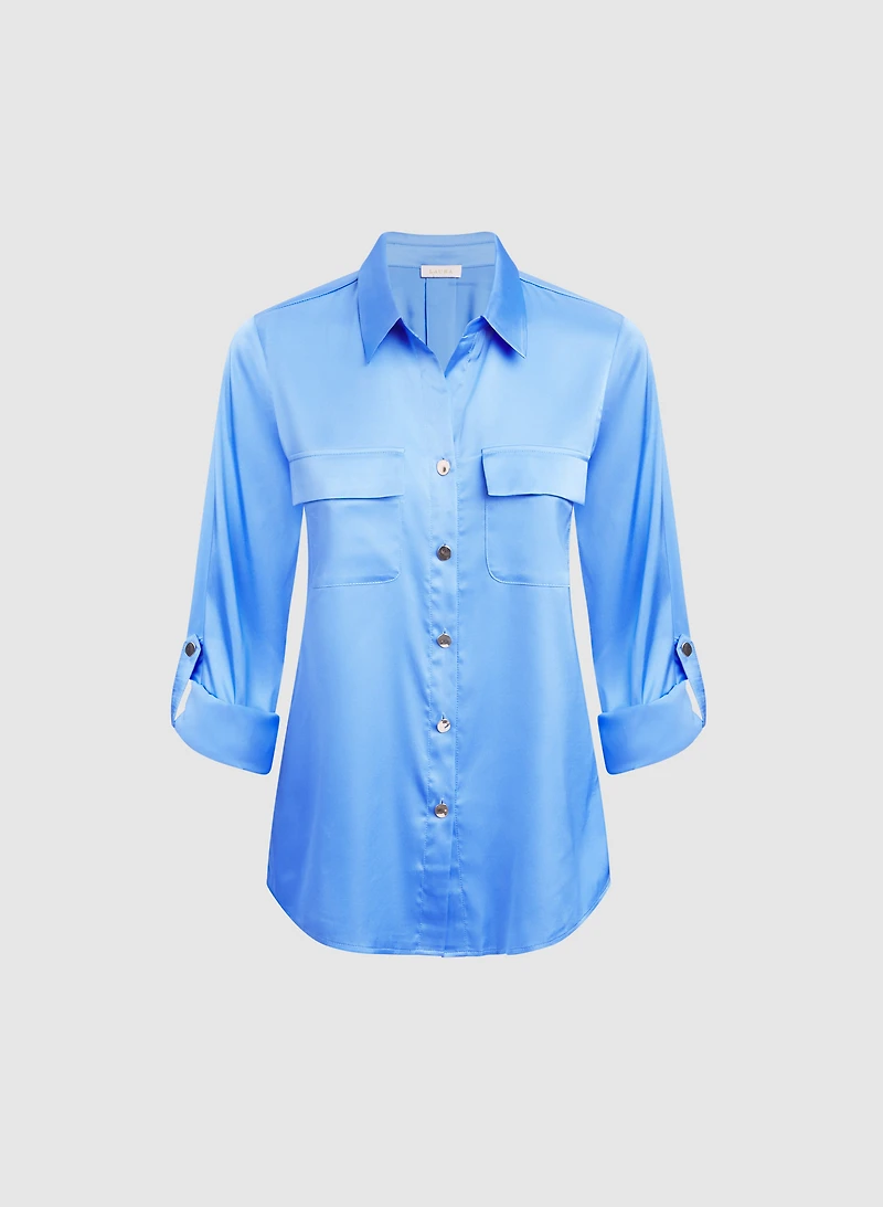 Satin Button-Down Blouse