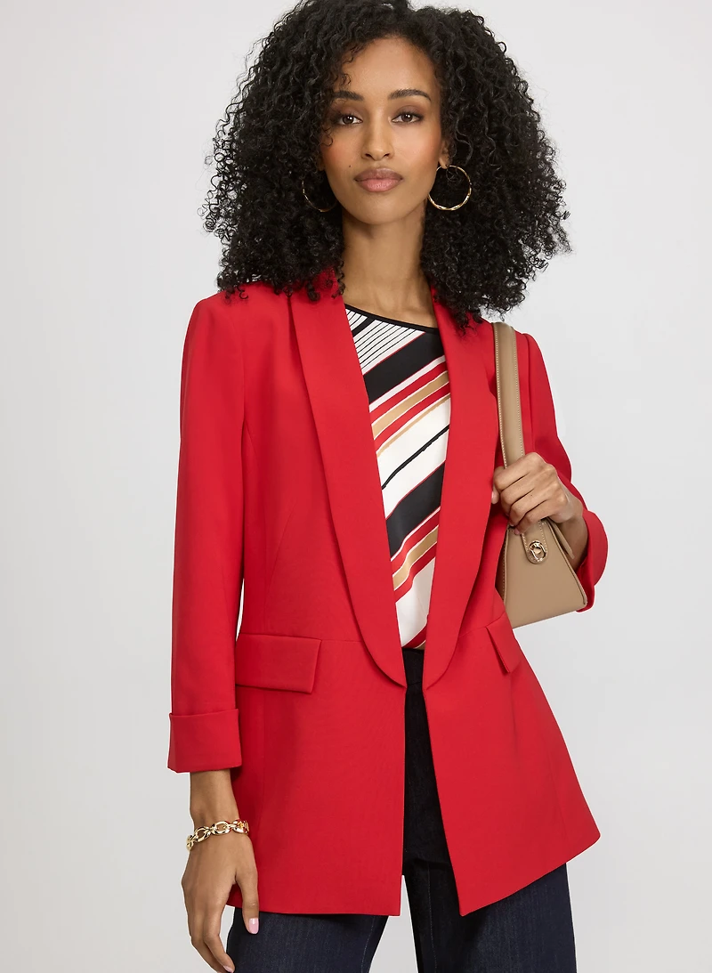 Veste à col châle en sergé