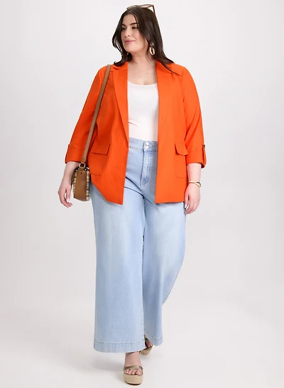 Linen-Blend Blazer & Wide-Leg Jeans