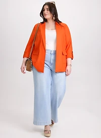 Linen-Blend Blazer & Wide-Leg Jeans