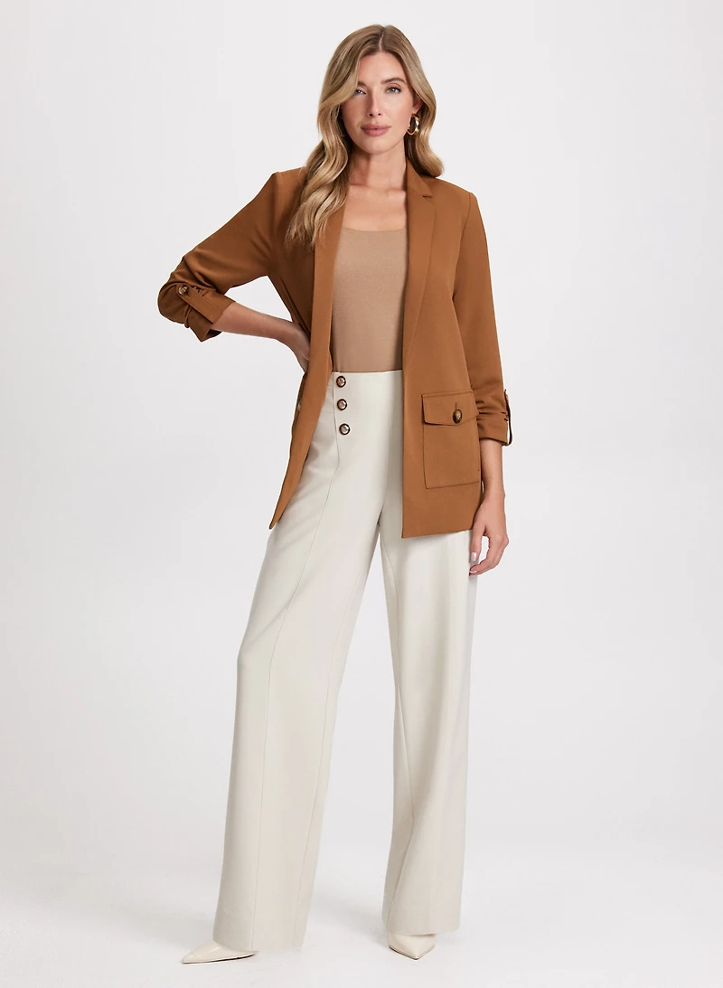 Tab Sleeve Jacket & Wide Leg Pants