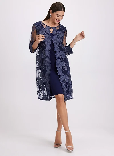 Floral Embroidered Illusion Dress