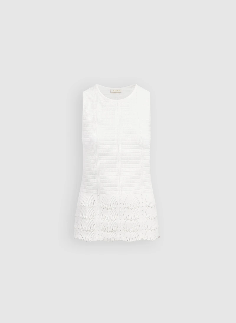 Pearl Detail Sleeveless Knit