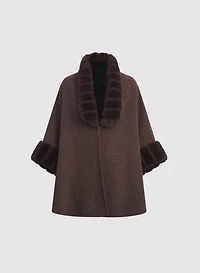 Faux Fur Trim Poncho