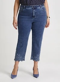 Scalloped Hem Denim Capris