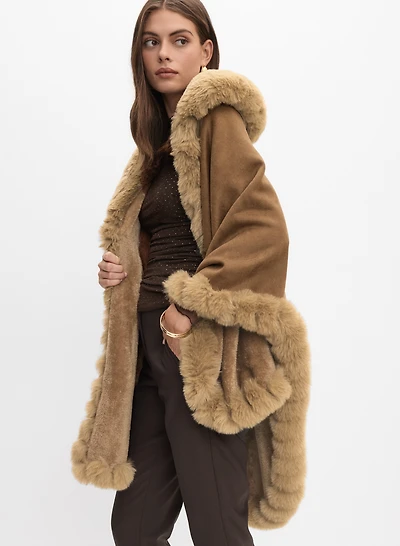 Faux-Suede Poncho