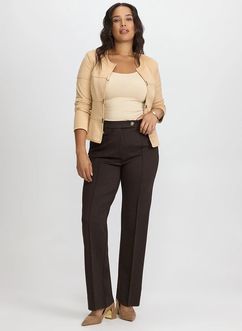 Faux-Suede Jacket & Mia Straight-Leg Pants