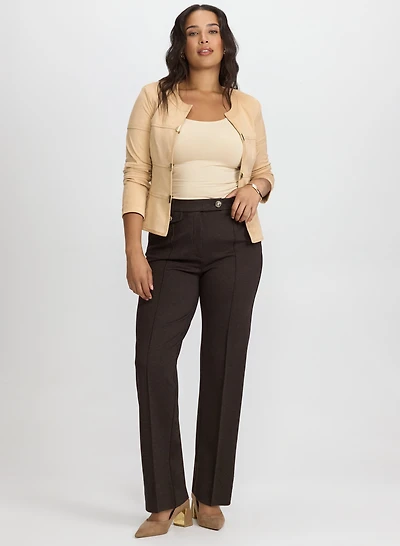 Faux-Suede Jacket & Mia Straight-Leg Pants