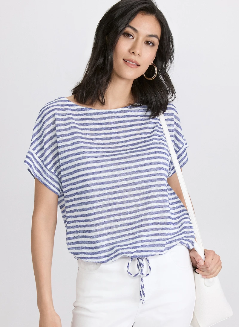 Striped Drawstring Top