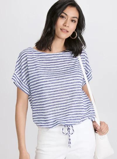 Striped Drawstring Top