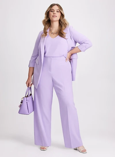 Rolled Sleeve Blazer & Wide Leg Pants