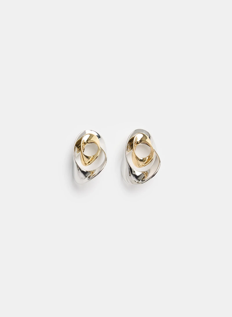 Two-Tone Button Earrings