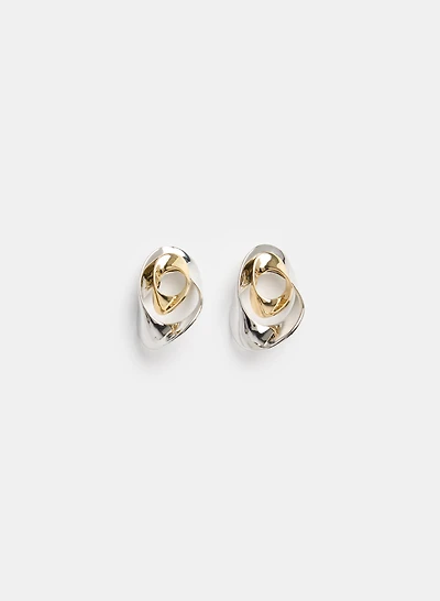 Two-Tone Button Earrings