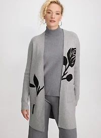 Cardigan long à imprimé floral