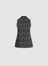Geometric Pattern Mock Neck Top