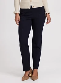 Sofia Vegan Leather Trim Straight-Leg Pants