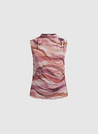 Sleeveless Abstract Print Top