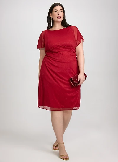 Robe métallique à manches volantées