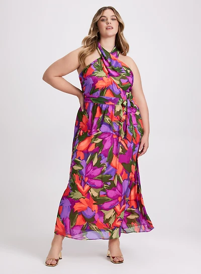 Tropical Halter Neck Dress