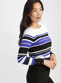 Pull métallique rayé
