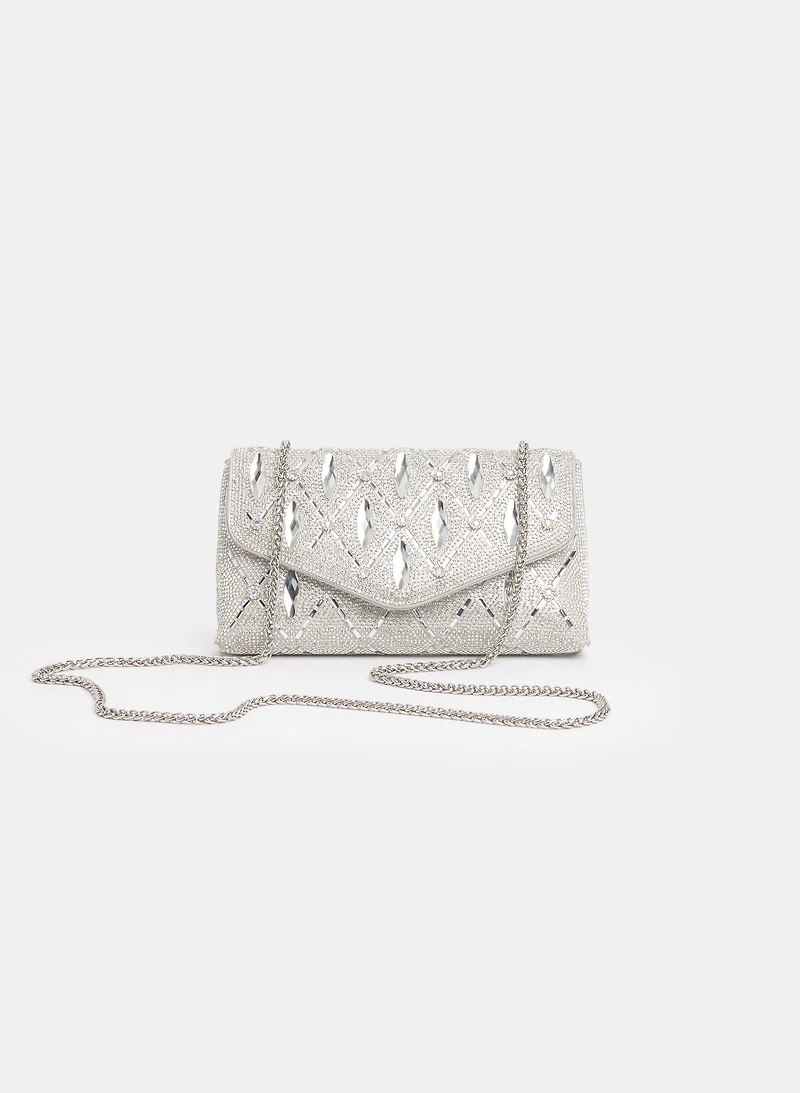 Pochette à cristaux en losange   