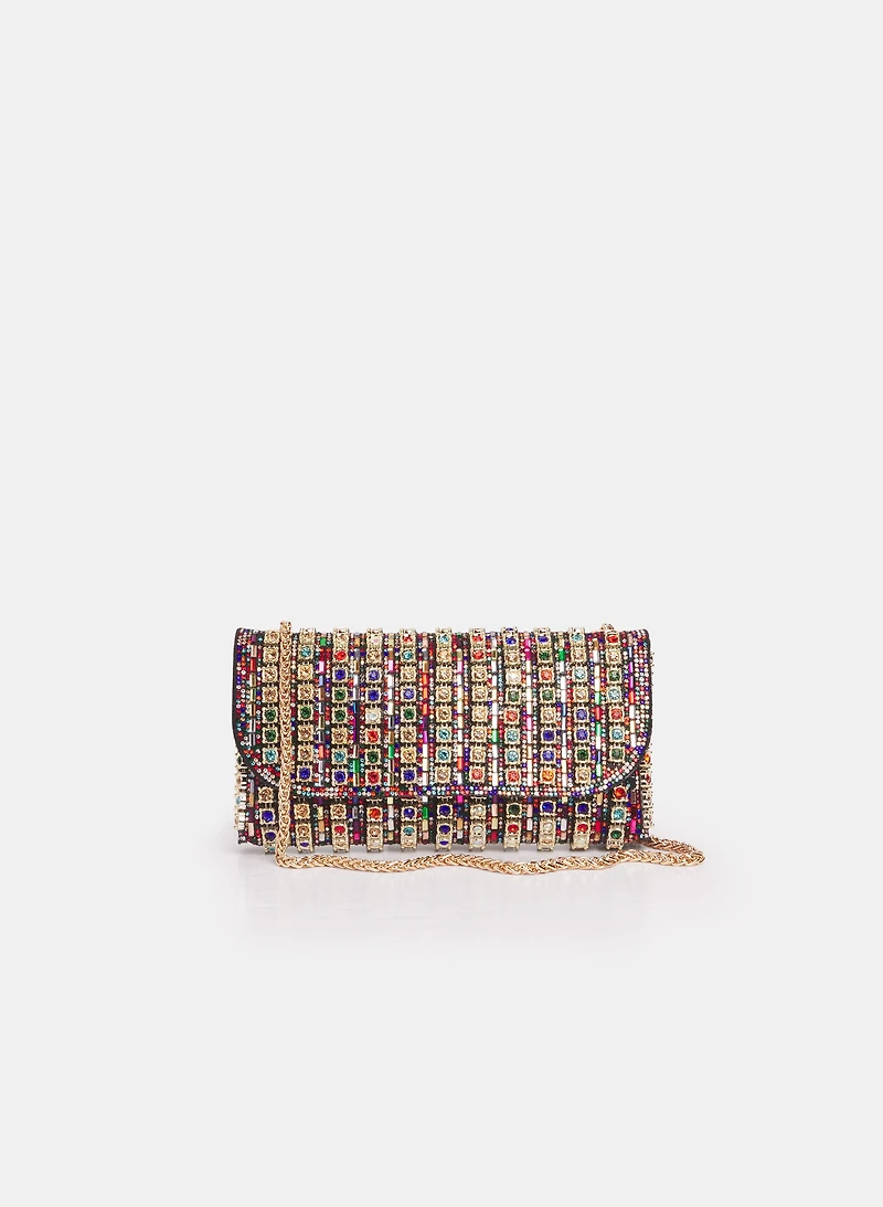 Multi-Colour Stone Embellished Clutch