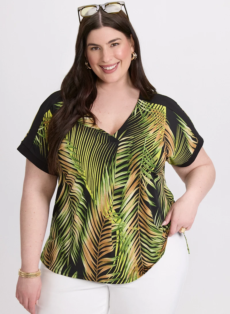 T-shirt à motif feuilles de palmier