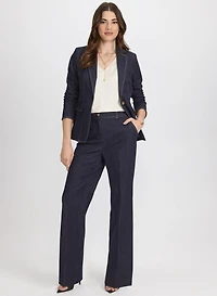 Contrast Stitch Denim Blazer & Olivia Denim Wide-Leg Pants