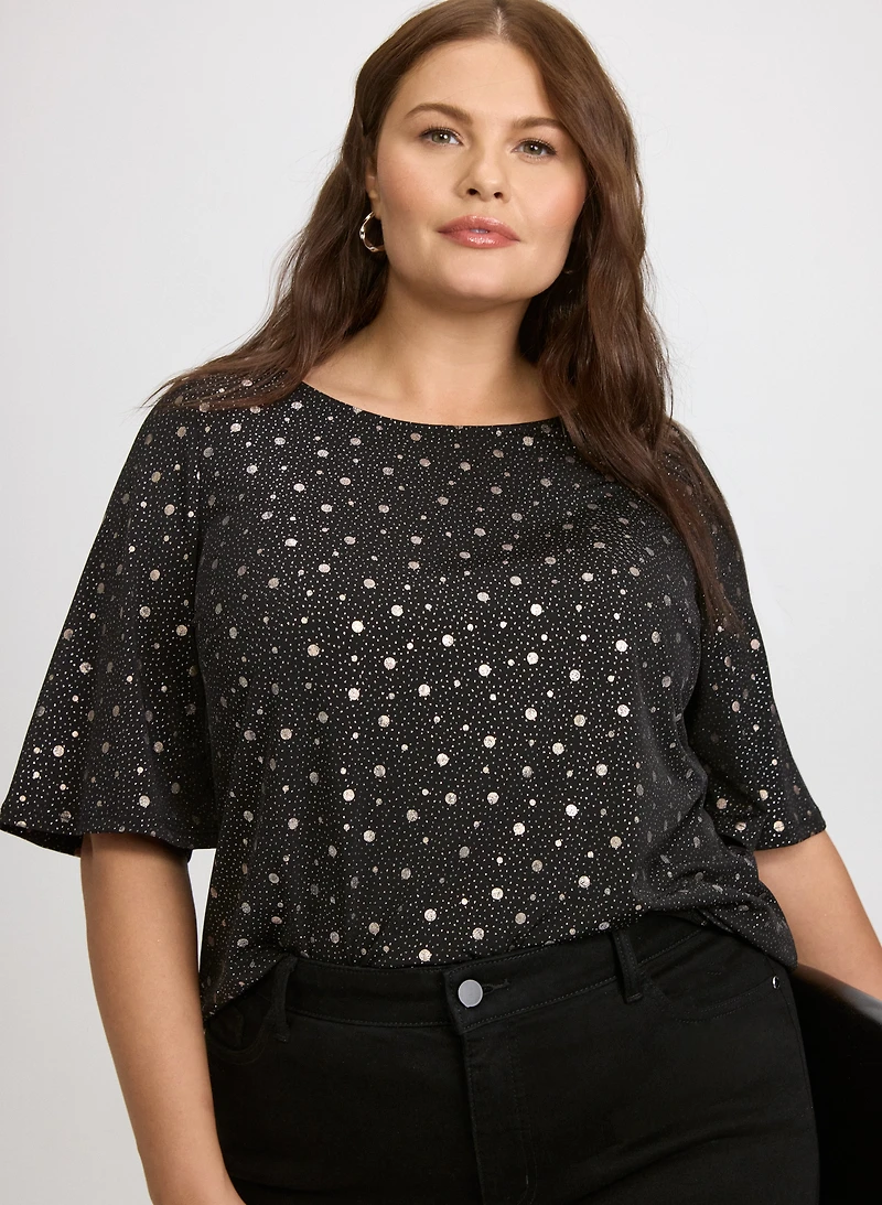 Metallic Dot Print Top