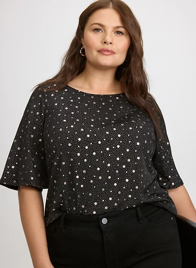 Metallic Dot Print Top