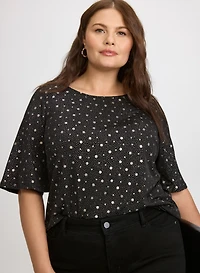 Metallic Dot Print Top