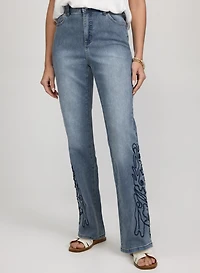 Embroidered Straight-Leg Jeans