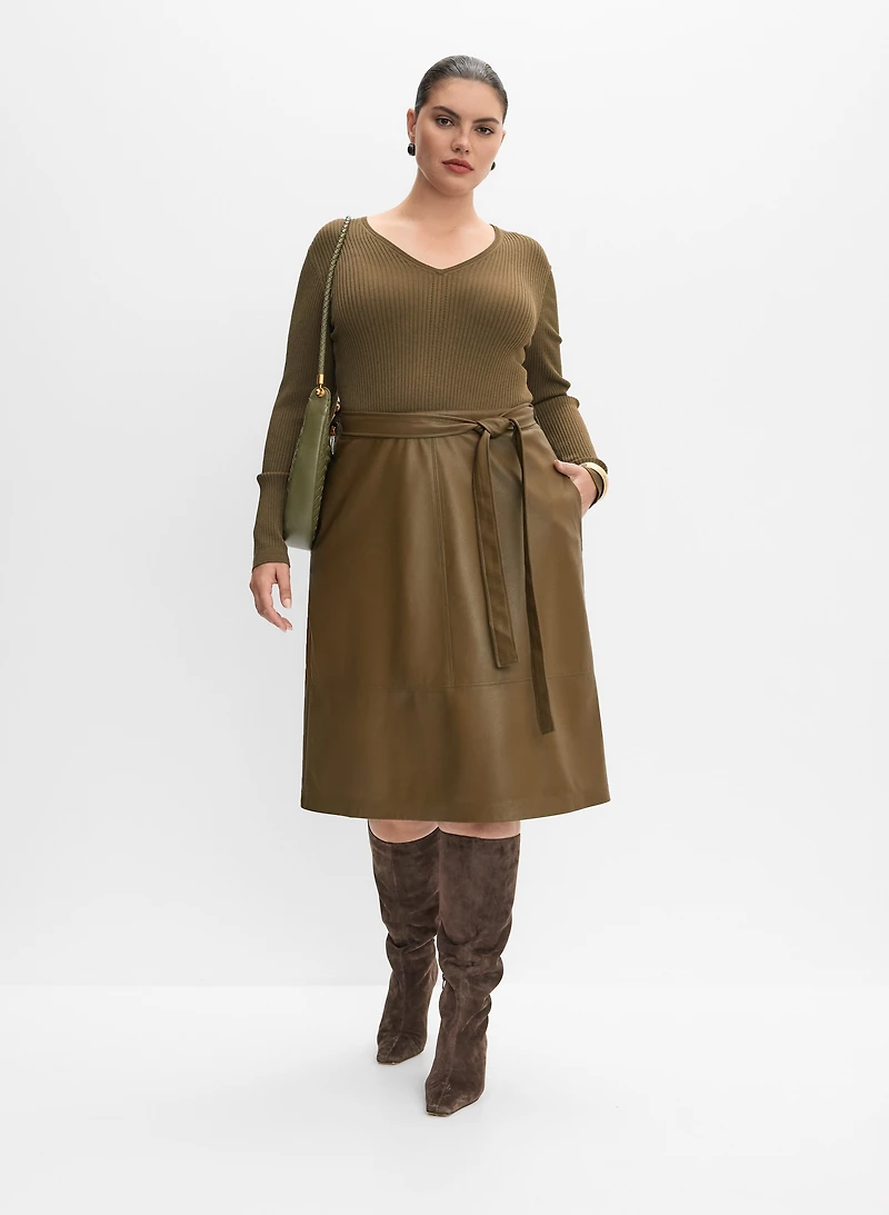 Knit & Vegan Leather Dress