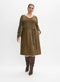 Knit & Vegan Leather Dress