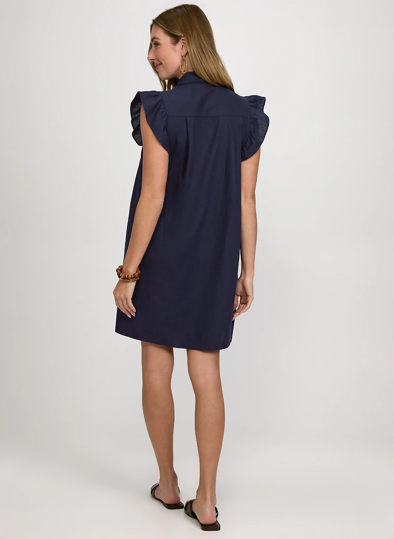 Robe chemisier en mélange de lin