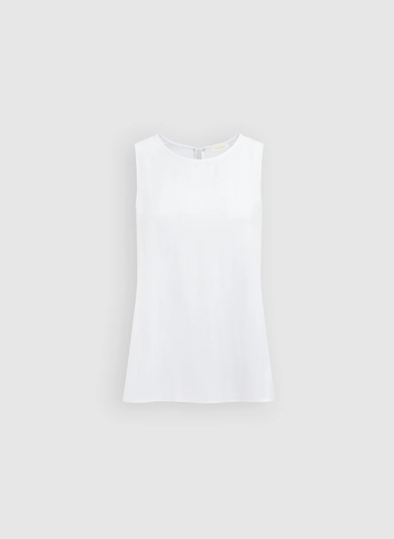 Blouse sans manches aspect lin