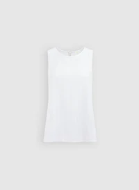 Blouse sans manches aspect lin