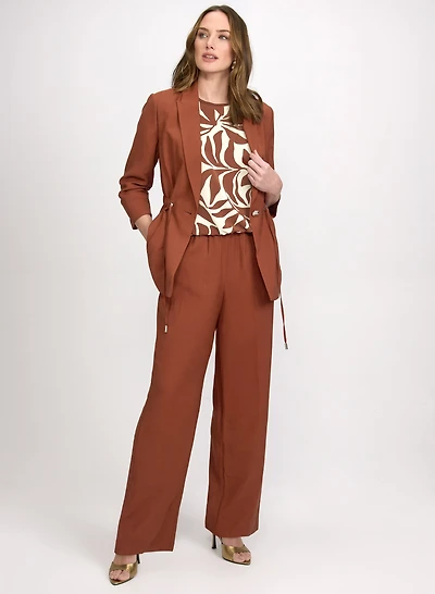 Drawstring Waist Blazer & Pull-On Wide-Leg Pants