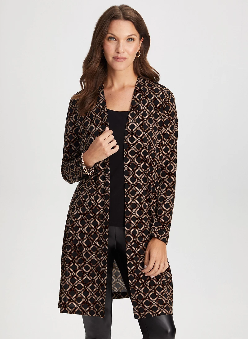 Haut long et fendu à motif géométrique