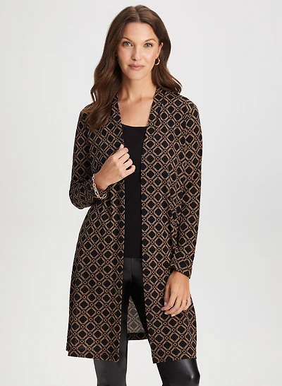 Haut long et fendu à motif géométrique