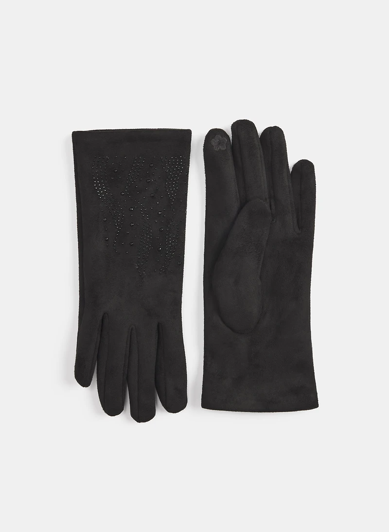 Rhinestone Detail Gloves