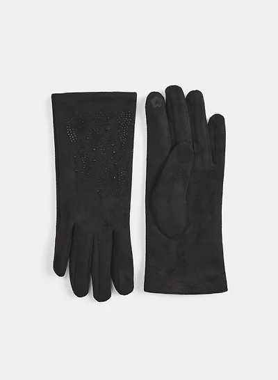 Rhinestone Detail Gloves