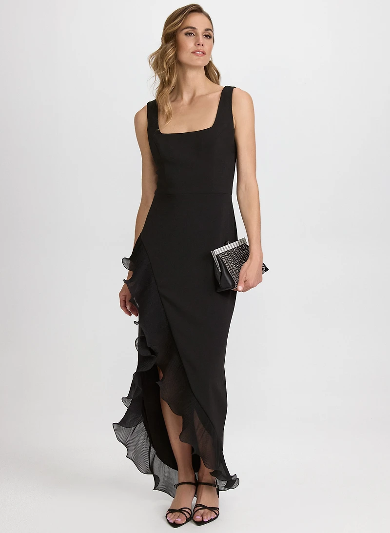 Spiral Flounce Hem Dress