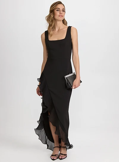 Spiral Flounce Hem Dress