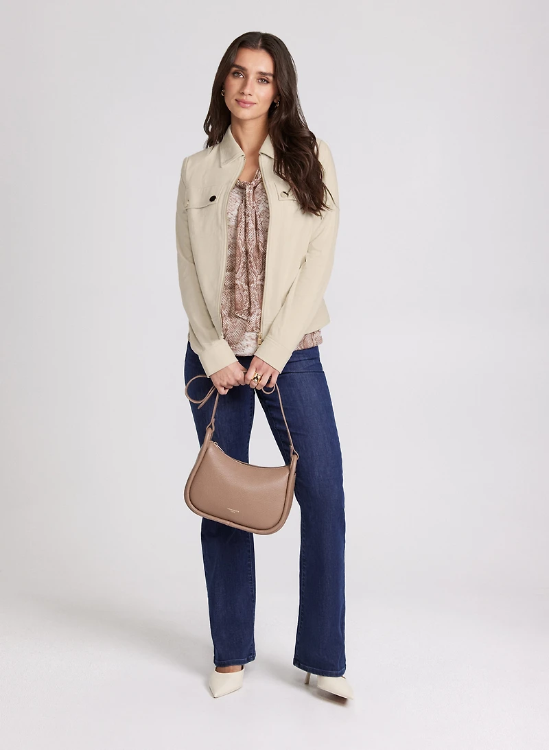 Faux-Suede Jacket & Flare Leg Jeans