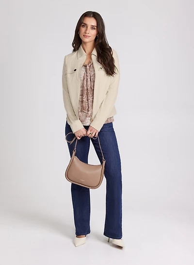 Faux-Suede Jacket & Flare Leg Jeans